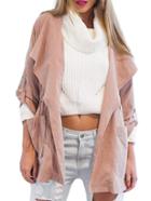 Shein Pink Hooded Drawstring Pockets Coat