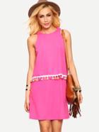 Shein Hot Pink Sleeveless Tassel Shift Dress