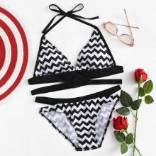 Shein Zigzag Halter Bikini Set