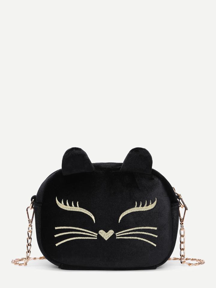 Shein Embroidery Detail Chain Bag With Ear Design
