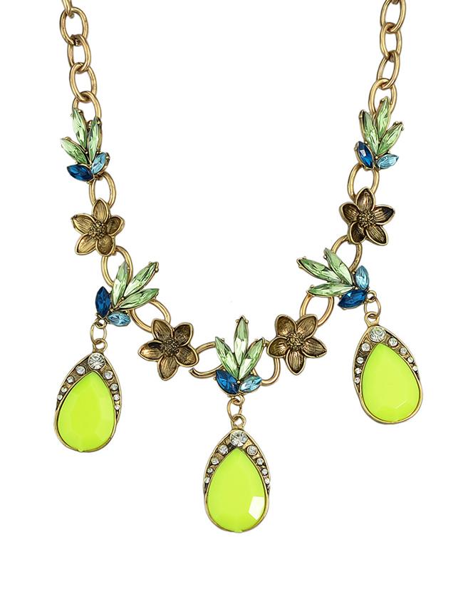 Shein Bohemian Style Beautiful Haning Rhinestone Flower Women Alloy Necklace