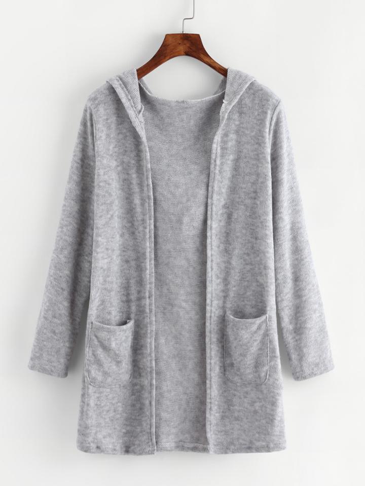 Shein Dual Pocket Hooded Cardigan