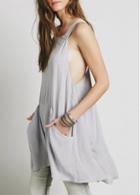 Rosewe Asymmetric Grey Cutout Back Mini Dress