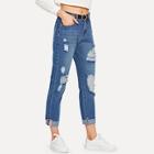 Shein Ripped Roll Up Jeans
