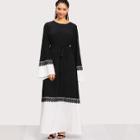 Shein Plus Contrast Crochet Lace Two Tone Long Hijab Dress