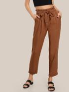 Shein Ruffle Waist Belted Peg Pants