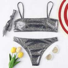 Shein Metallic Dot Print Bikini Set