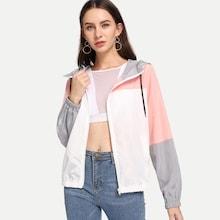 Shein Color Block Zipper Up Jacket