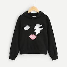 Shein Girls Figure Print Hoodie