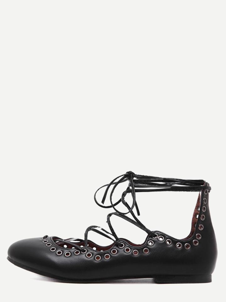 Shein Black Isabel Marant Leo Embellished Lace Up Ballet Flats