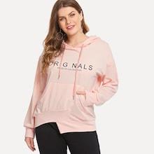 Shein Plus Letter Print Asymmetrical Hem Hoodie