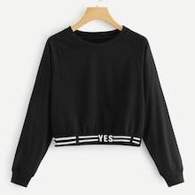 Shein Striped Hem Sweatshirt