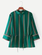 Shein Drawstring Waist Striped Blouse