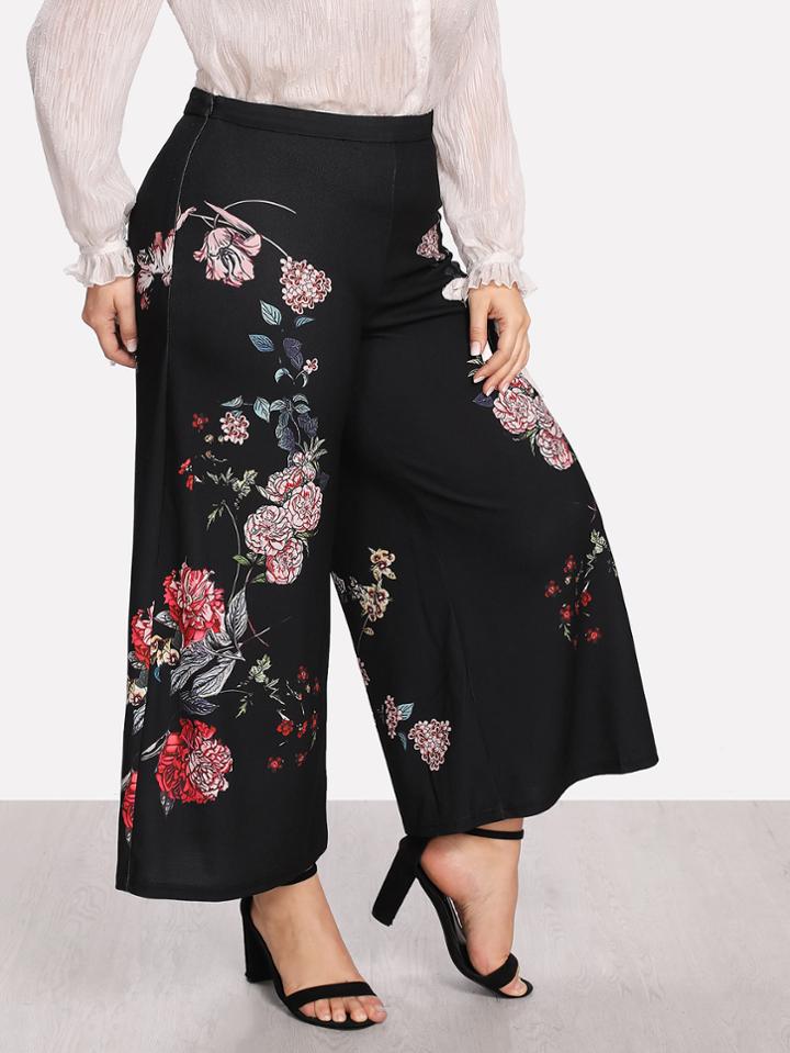 Shein Botanical Print Wide Leg Pants