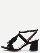 Shein Braided Tassel Trimmed Sandals - Black