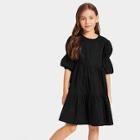 Shein Girls Elasticized Puff Sleeve Tiered Dress