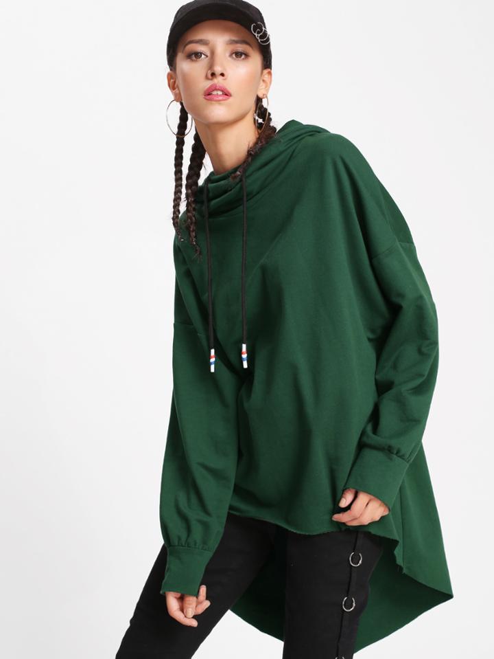 Shein High Low Raw Hem Oversized Hoodie