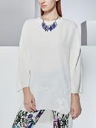 Shein White Dip Hem Split Shirt