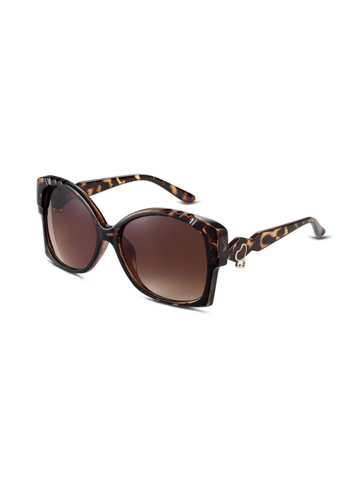 Shein Leopard Print Geometric Frame Large Lens Sunglasses
