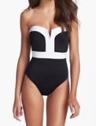 Shein Black White V Wire Strapless Swimwear