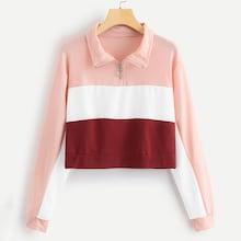 Shein Cut And Sew Quarter Zip Sweatshirt