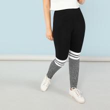 Shein Plus Color Block Marled Stirrup Leggings