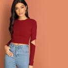 Shein Cutout Sleeve Slim Fitted Crop T-shirt