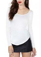 Rosewe All Match Long Sleeve Open Back White Tops