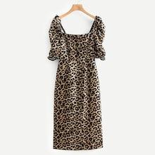 Shein Leopard Print Ruched Dress