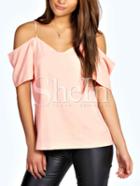 Shein Pink Cold Shoulder Shirt