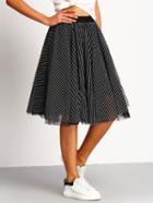 Shein Black Vertical Striped Mesh Skirt