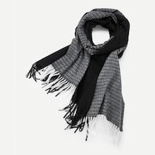 Shein Men Two Tone Frayed Trim Scarf