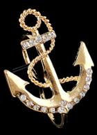 Shein Gold Diamond Anchors Ring
