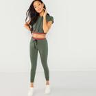 Shein Striped Trim Crop Hoodie And Legging Set