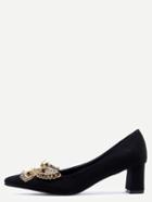 Shein Black Pointed Toe Rhinestone Pumps