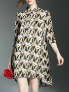 Shein Multicolor Geometric Print High Low Shirt Dress