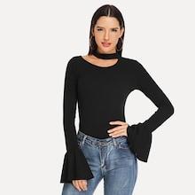 Shein Choker Neck Bell Sleeve T-shirt