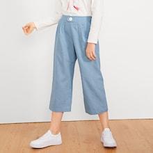 Shein Girls Waist Elastic Pleated Pants