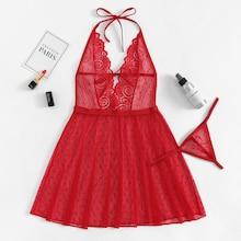 Shein Lace Halter Dress Slips With Thong