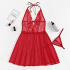 Shein Lace Halter Dress Slips With Thong