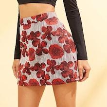 Shein Asymmetrical Flower Embroidered Skirt