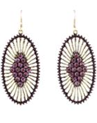 Shein Purple Diamond Gold Hollow Dangle Earrings