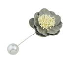 Shein Gray Flannel Flower Ball Brooch