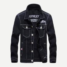 Shein Men Contrast Stitching Embroidery  Denim Jacket