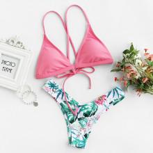 Shein Plus Crisscross Knot Back Mix & Match Bikini Set