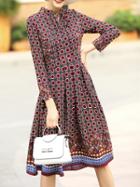 Shein Red Bowtie Print A-line Dress