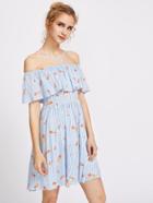 Shein Goldfish Print Halter Cold Shoulder Cutout Back Flounce Dress