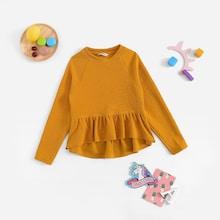 Shein Girls Ruffle Hem Raglan Sleeve Tee