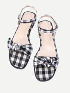 Shein Bow Tie Design Grid Flat Sandal