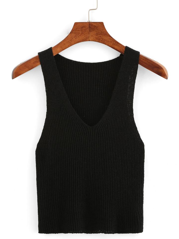 Shein V-neck Ribbed Knitted Vest